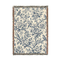 Blue Floral Pattern Woven Blanket | Decorative Throw
