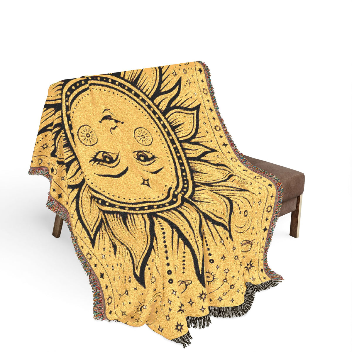 Celestial Sun and Moon Woven Blanket | Boho Tapestry Throw