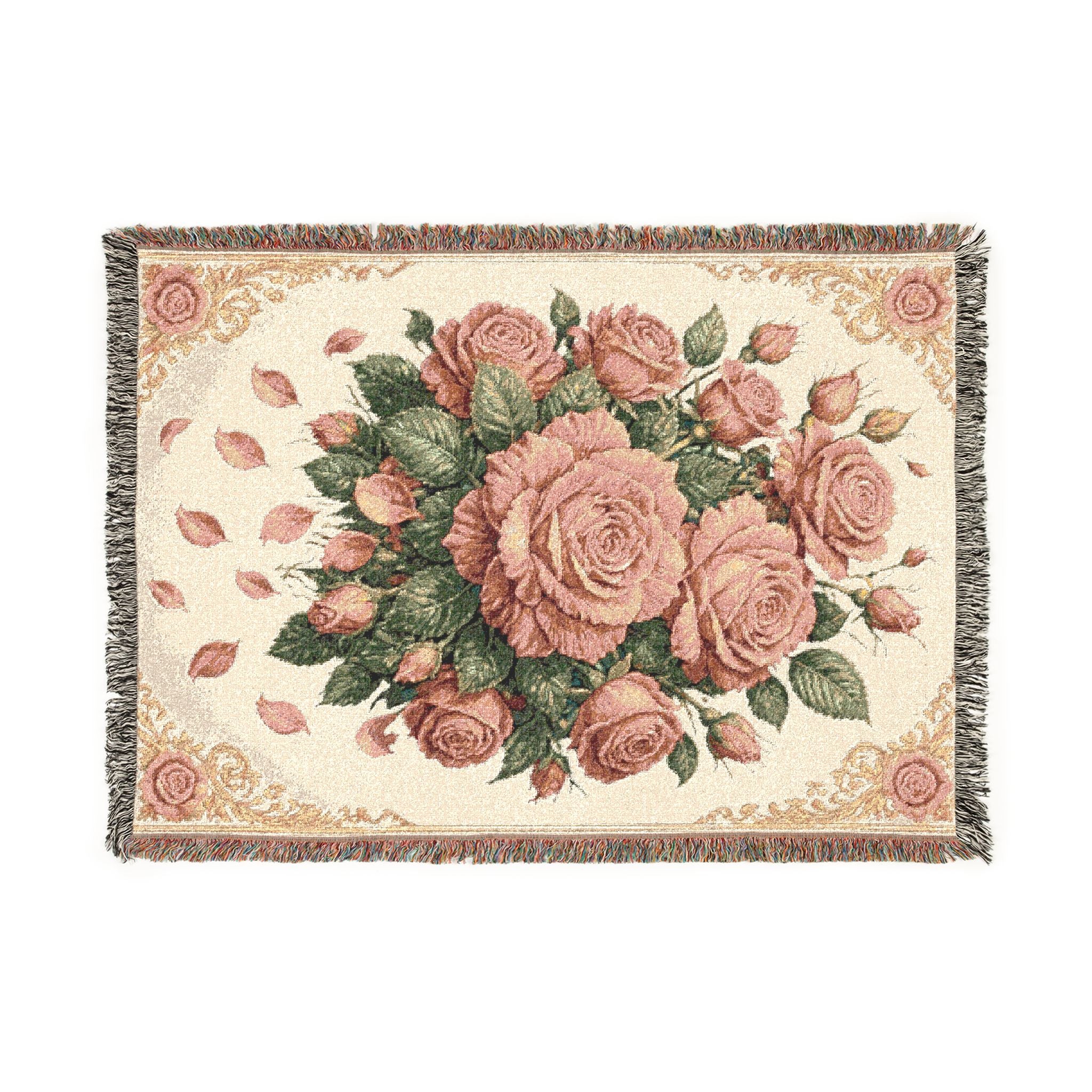 Vintage Rose Woven Blanket