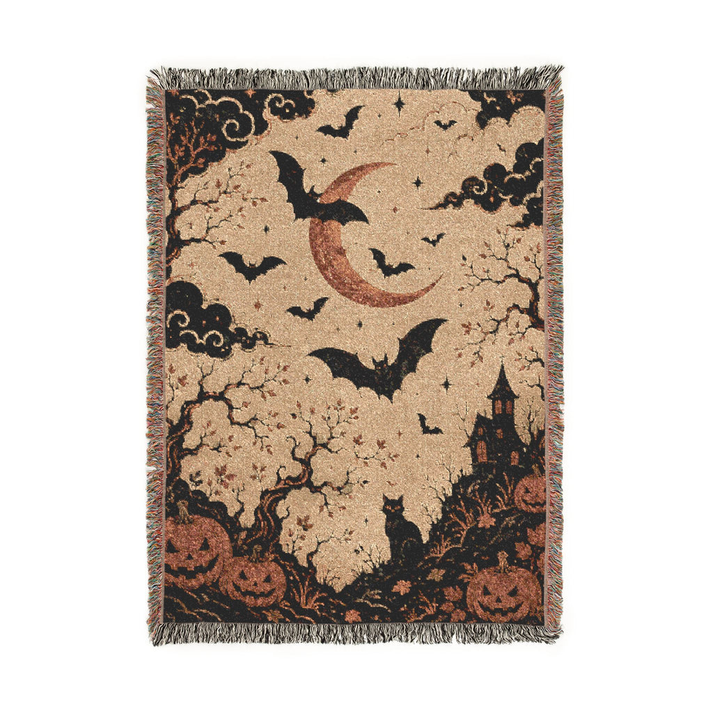Halloween Bat Tapestry Woven Blanket | Halloween inspired Design