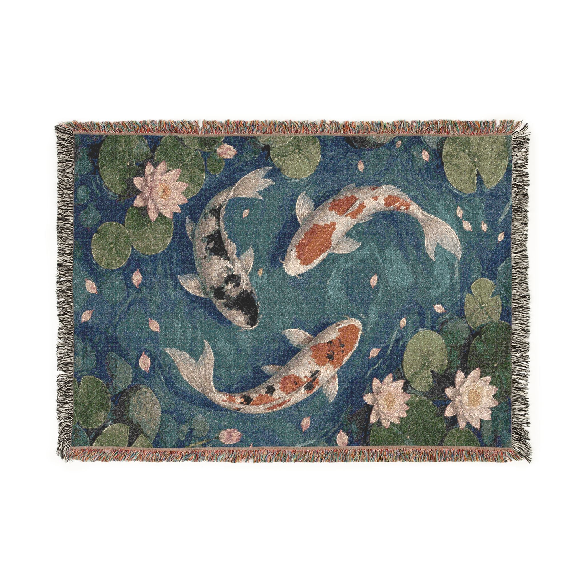 Koi Pond Woven Throw Blanket
