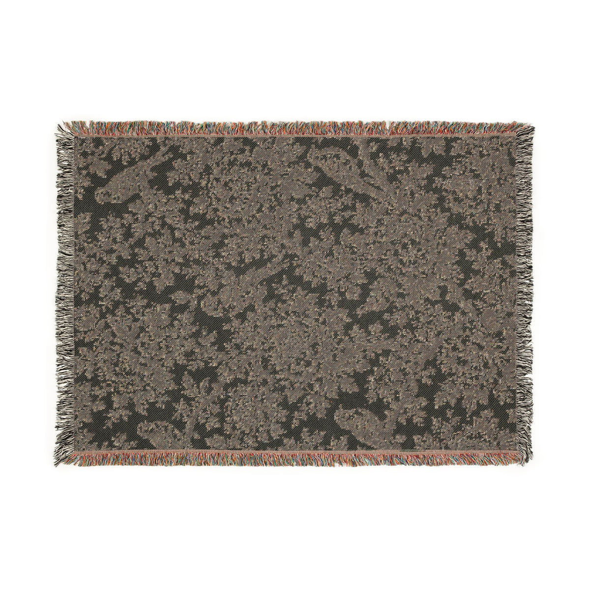 Blue Floral Pattern Woven Blanket | Decorative Throw