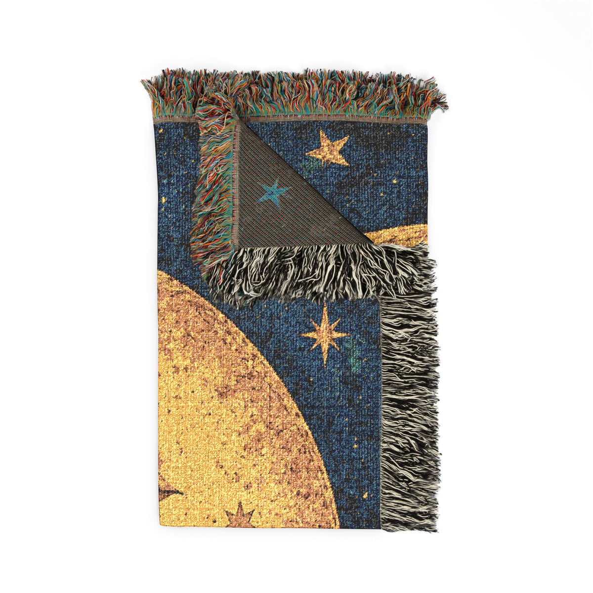 Celestial Moon and Sun Woven Blanket | Mystic Starry Tapestry Throw