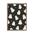 Cute Ghost Pattern Woven Blanket | Halloween Spooky Stars Throw