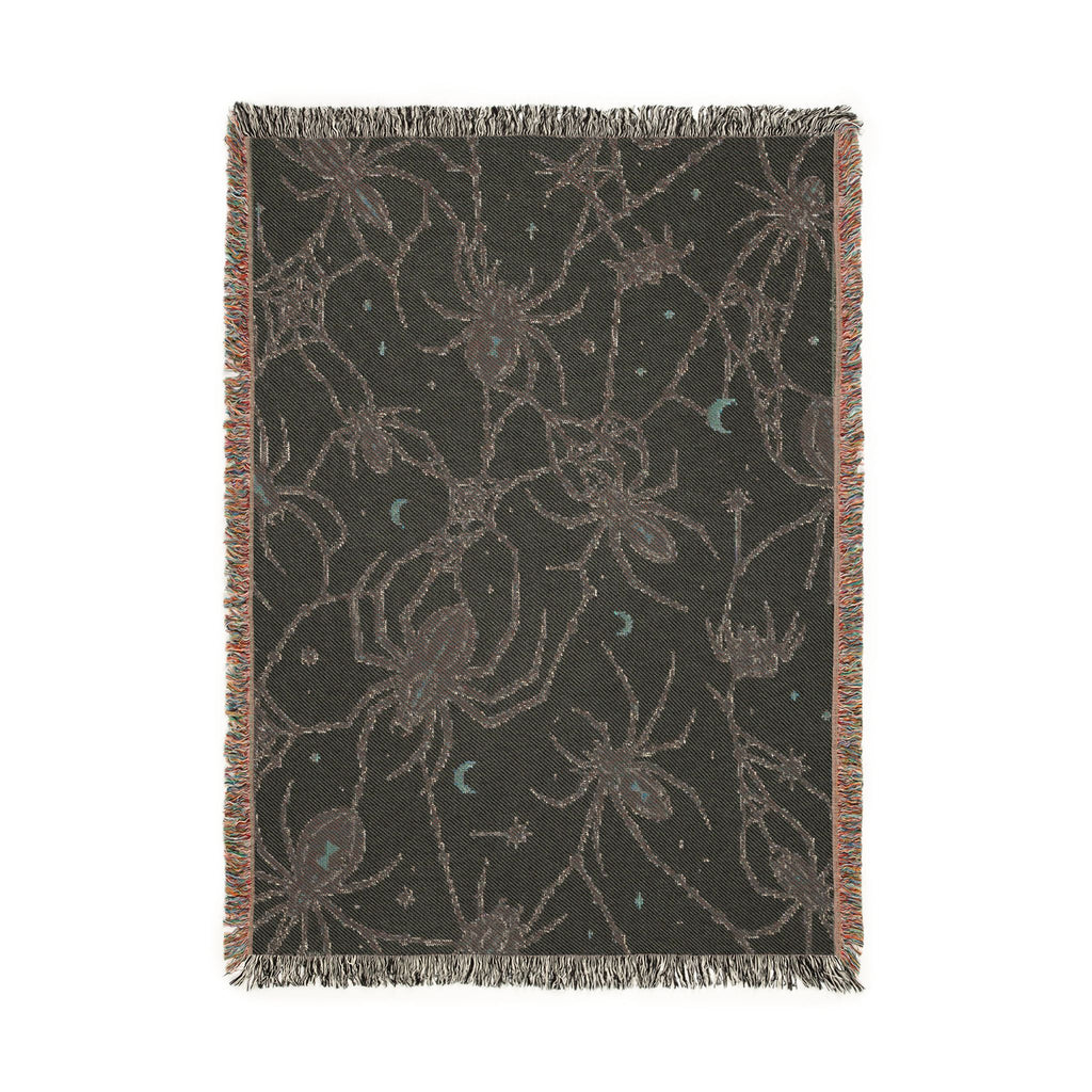 Black Widow Spider Pattern Woven Blanket | Halloween Spooky Arachnid Throw