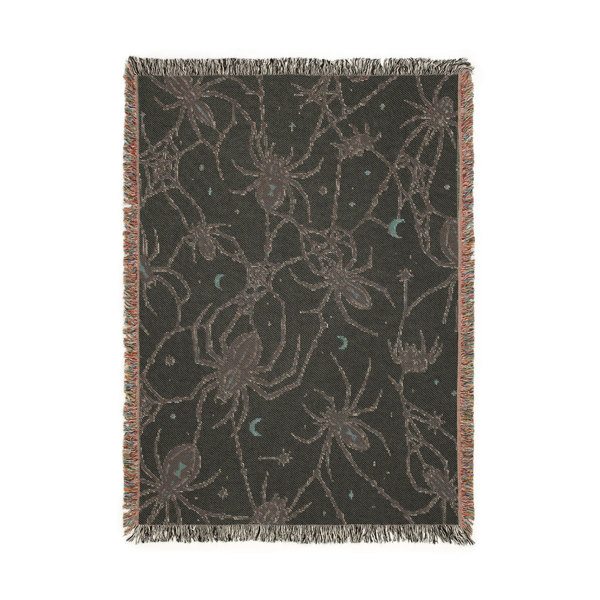 Black Widow Spider Pattern Woven Blanket | Halloween Spooky Arachnid Throw