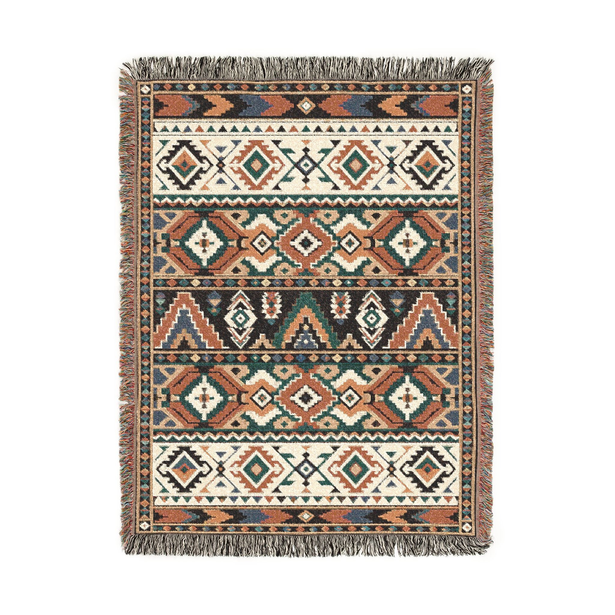 Southwestern Geometric Woven Blanket | Aztec Pattern Throw, Rustic Home Decor