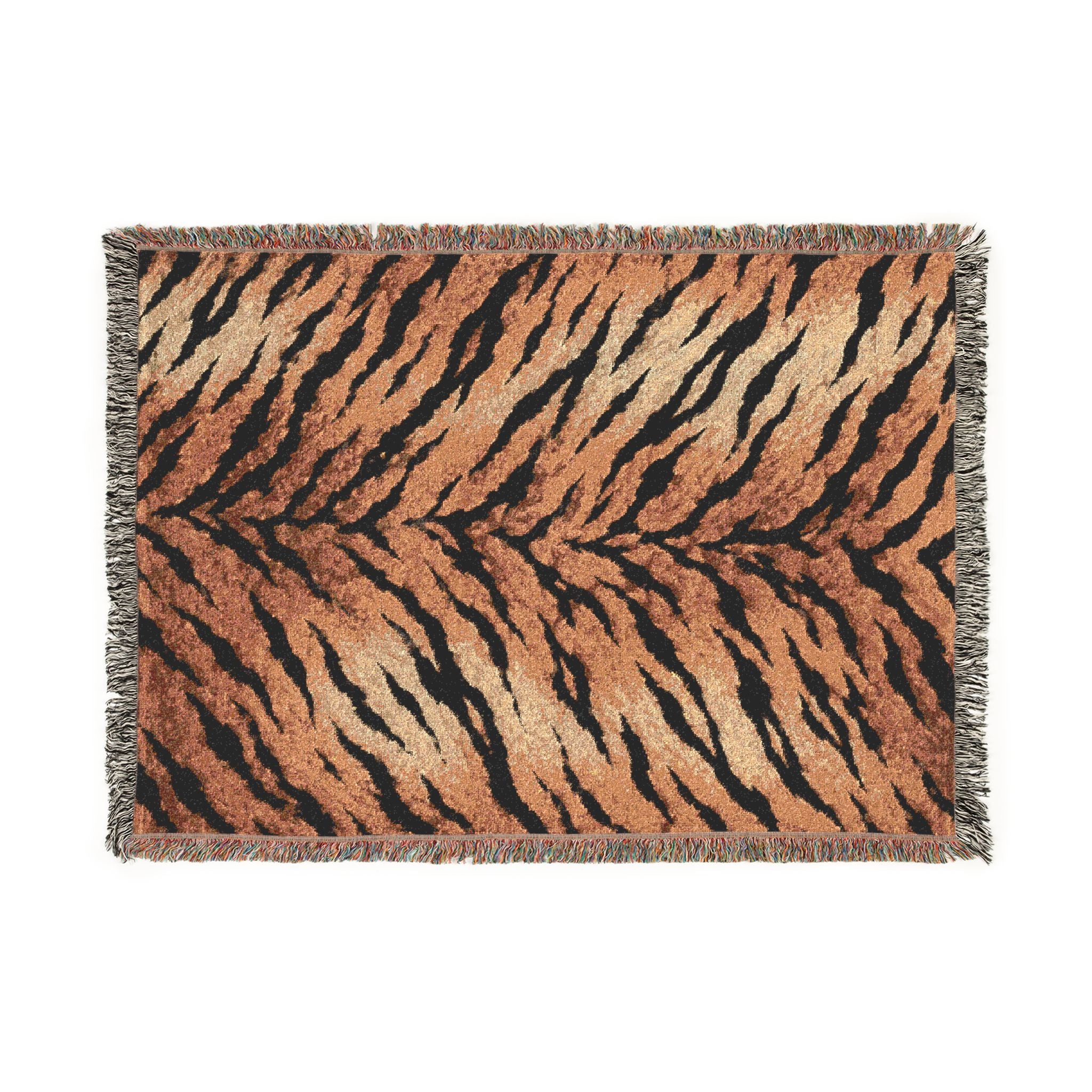 Tiger Stripe Pattern Woven Blanket | Animal Print Throw