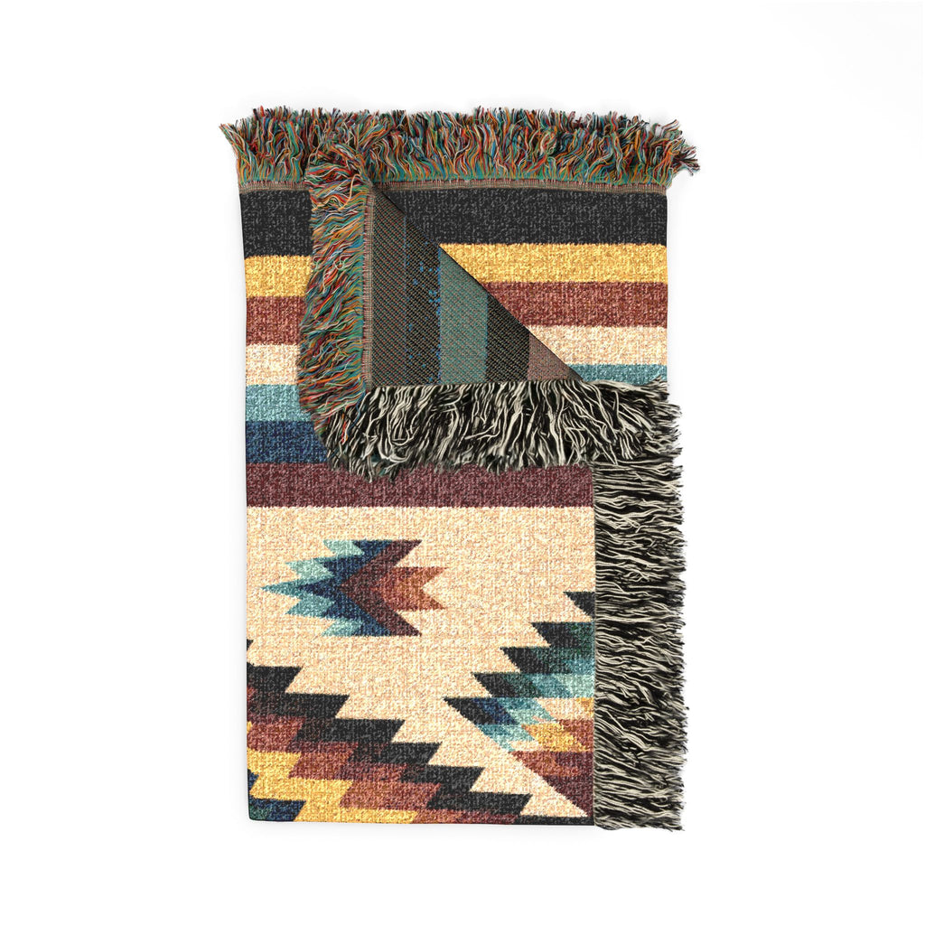 Southwestern Diamond Pattern Woven Blanket | Aztec Navajo Medallion Throw