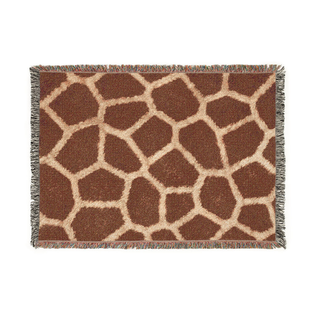 Giraffe Print Woven Blanket | Animal Spot Pattern, Earth Tone Throw