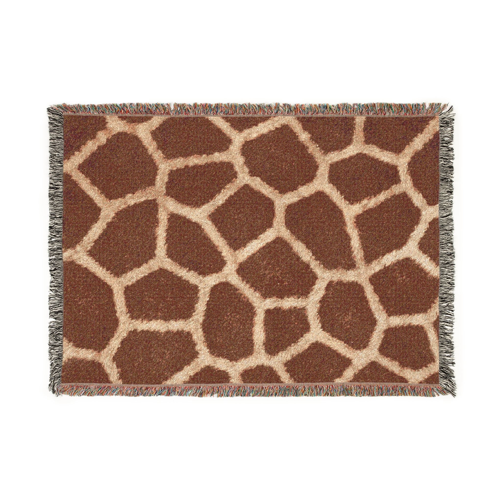 Giraffe Print Woven Blanket | Animal Spot Pattern, Earth Tone Throw