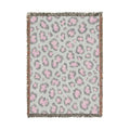 Pink Leopard Pattern Woven Blanket | Animal Print Throw