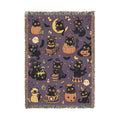 Pixel Halloween Cats Woven Blanket | Spooky Night Pattern