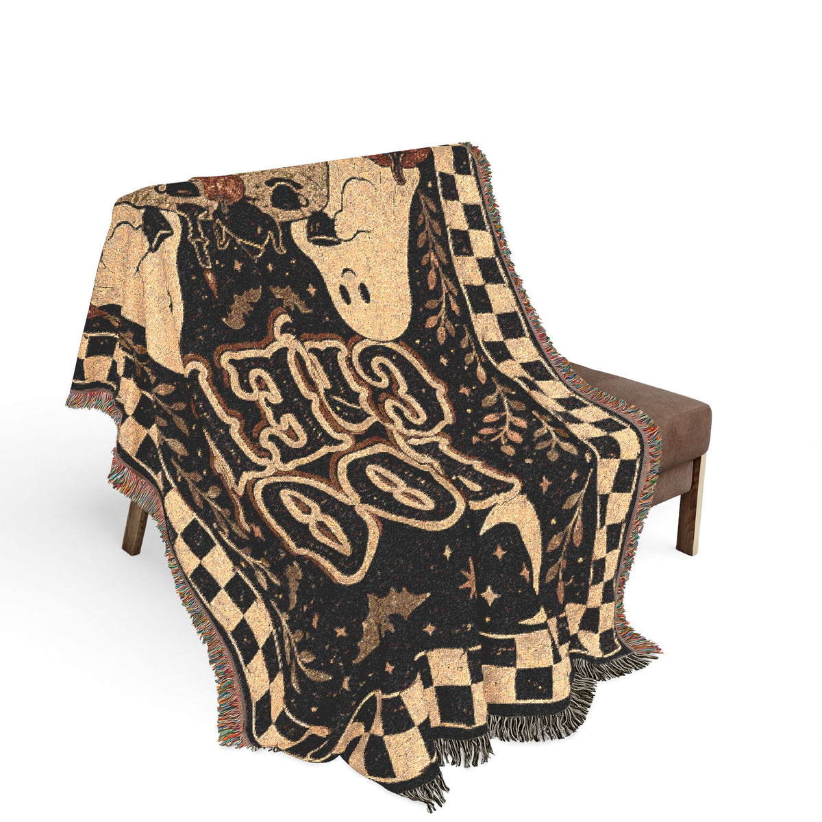 Boo Crew Woven Blanket | Ghosts Moon Checkerboard Halloween Throw