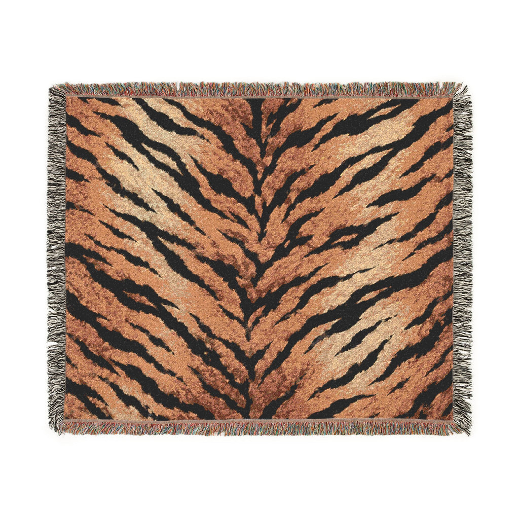 Tiger Stripe Woven Blanket — Cozy Animal Print Throw for Living Room & Bed
