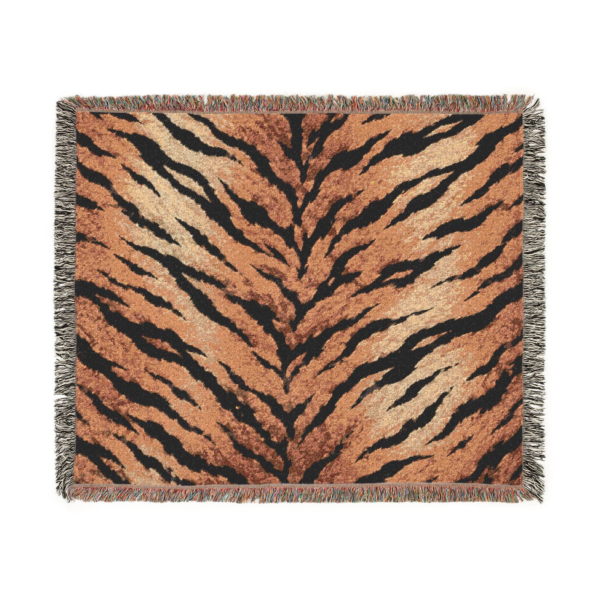 Tiger Stripe Woven Blanket — Cozy Animal Print Throw for Living Room & Bed