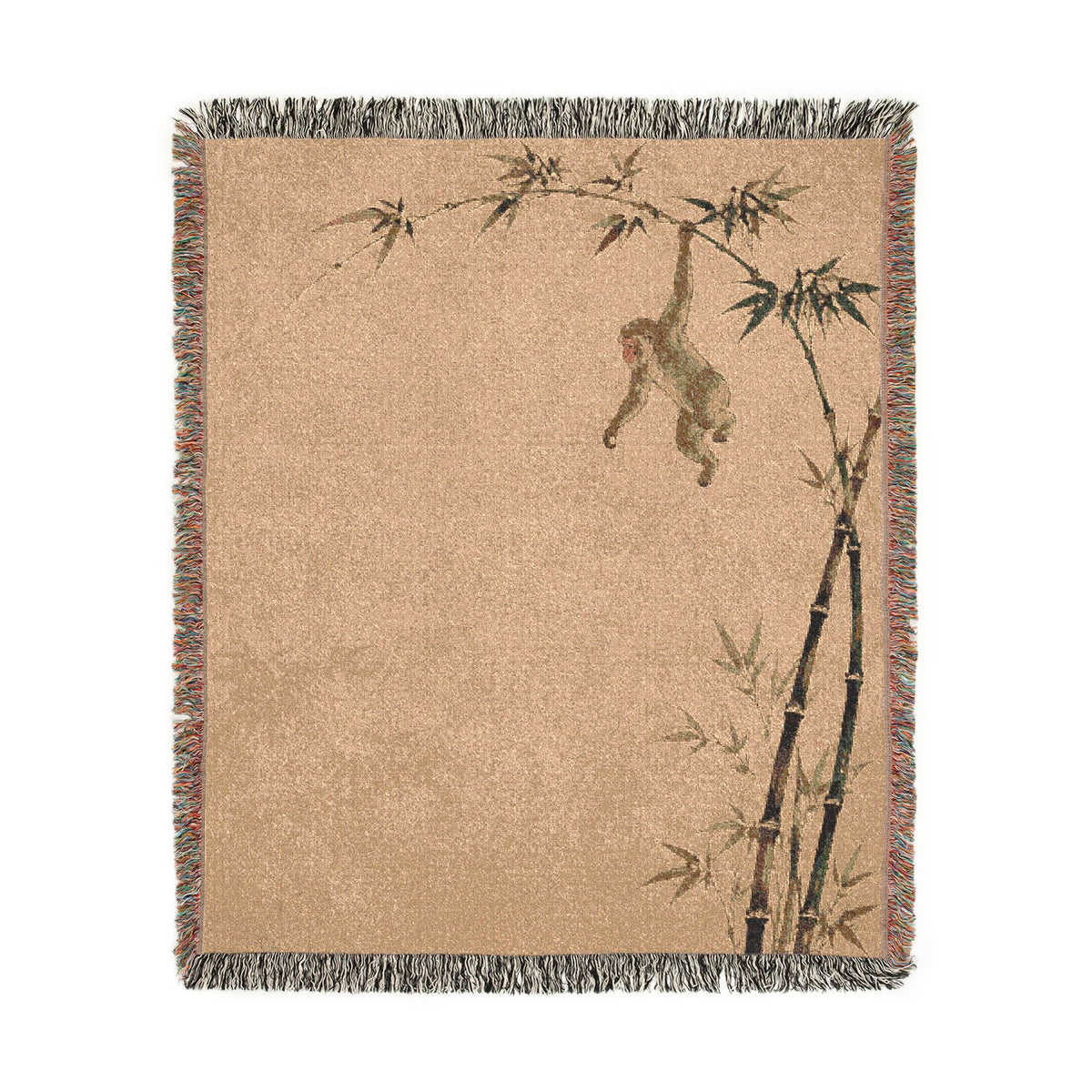 Monkey Branch Woven Blanket | Tropical Primate Tapestry Throw