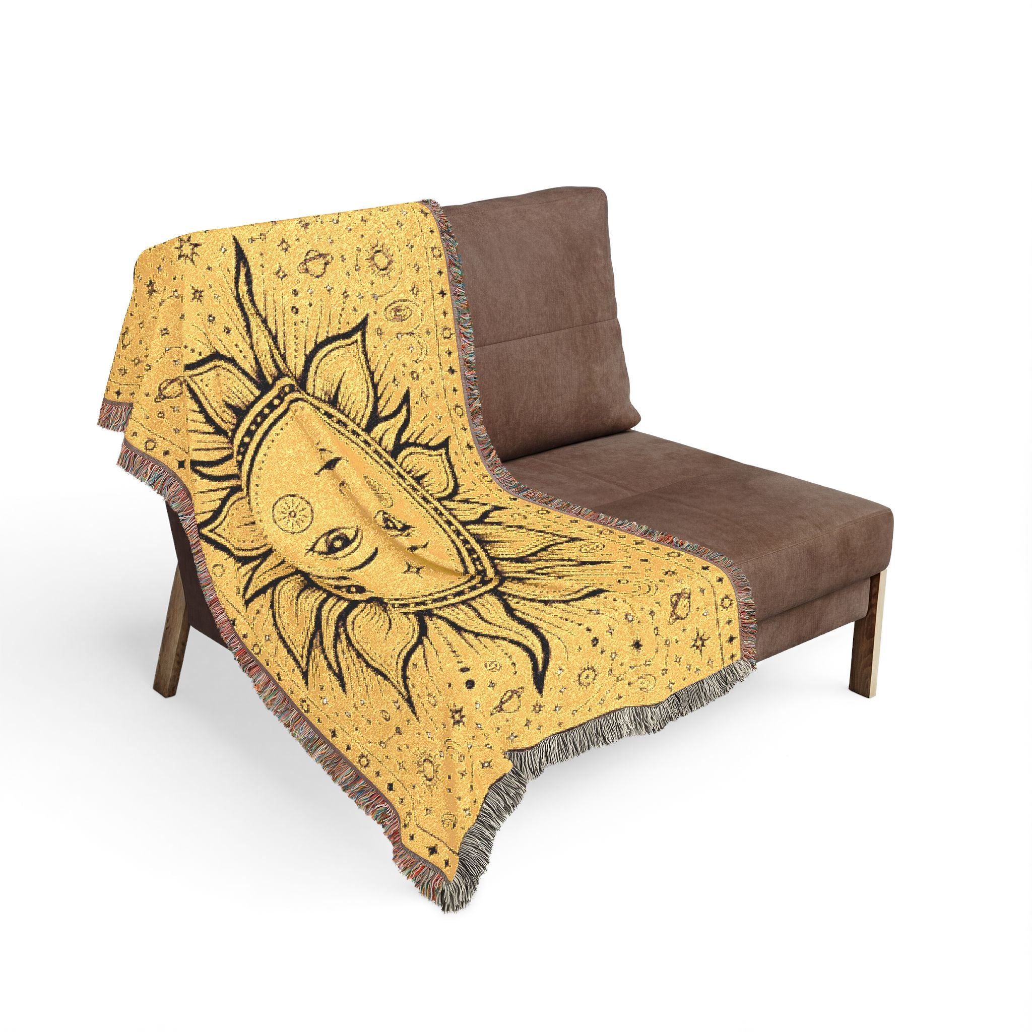 Celestial Sun and Moon Woven Blanket | Boho Tapestry Throw
