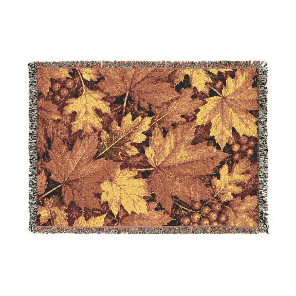 Autumn Leaves Woven Blanket | Fall Leaf Throw, Cozy Harvest Tapestry