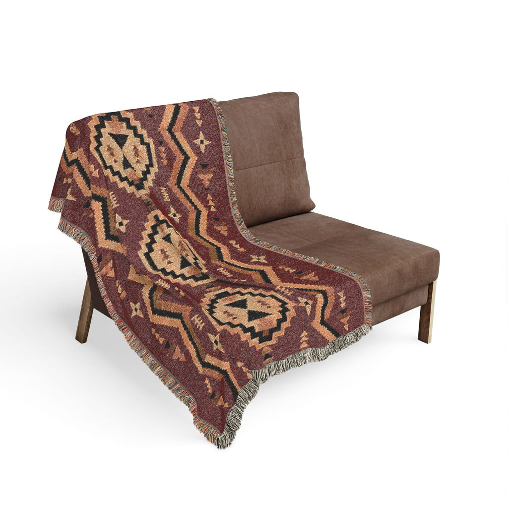Southwestern Aztec Pattern Woven Blanket | Geometric Throw