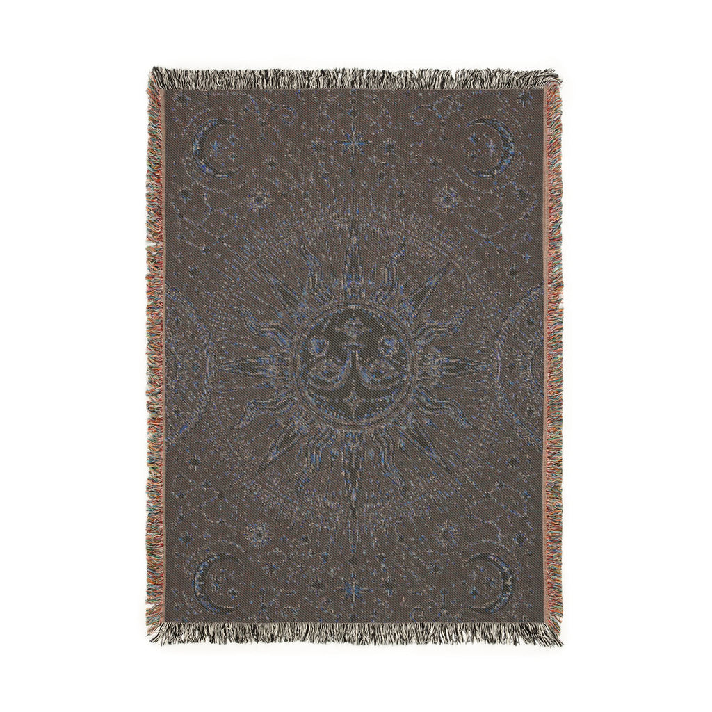 Celestial Sun Moon Tapestry Woven Blanket | Astrological Star Pattern Throw