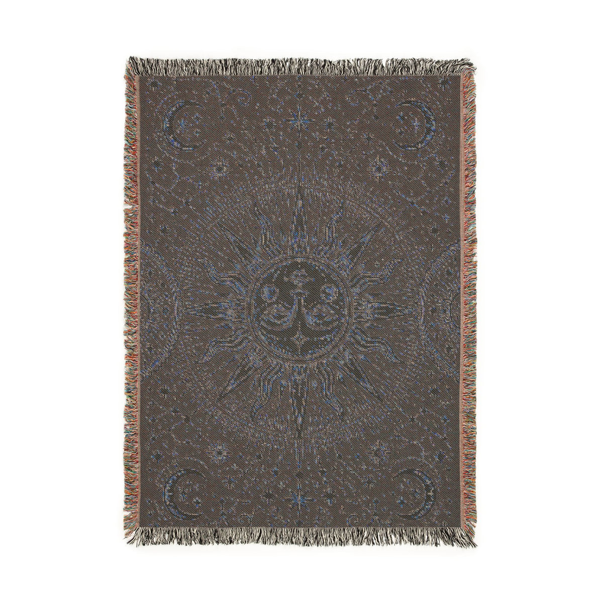 Celestial Sun Moon Tapestry Woven Blanket | Astrological Star Pattern Throw