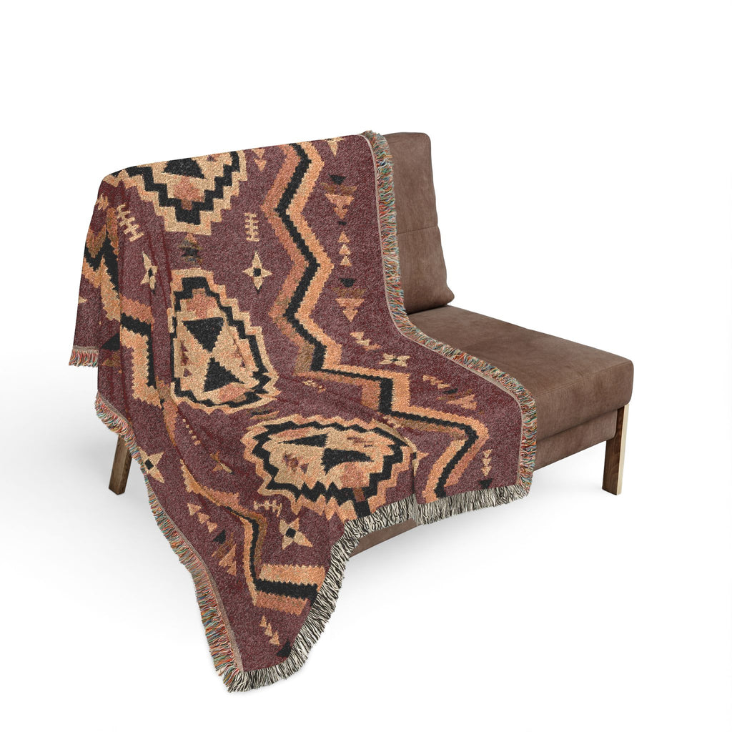 Southwestern Aztec Pattern Woven Blanket | Geometric Throw