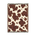 Brown Cowhide Pattern Woven Blanket | Western Rustic Throw