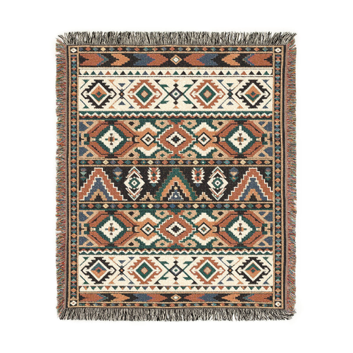 Southwestern Geometric Woven Blanket | Aztec Pattern Throw, Rustic Home Decor