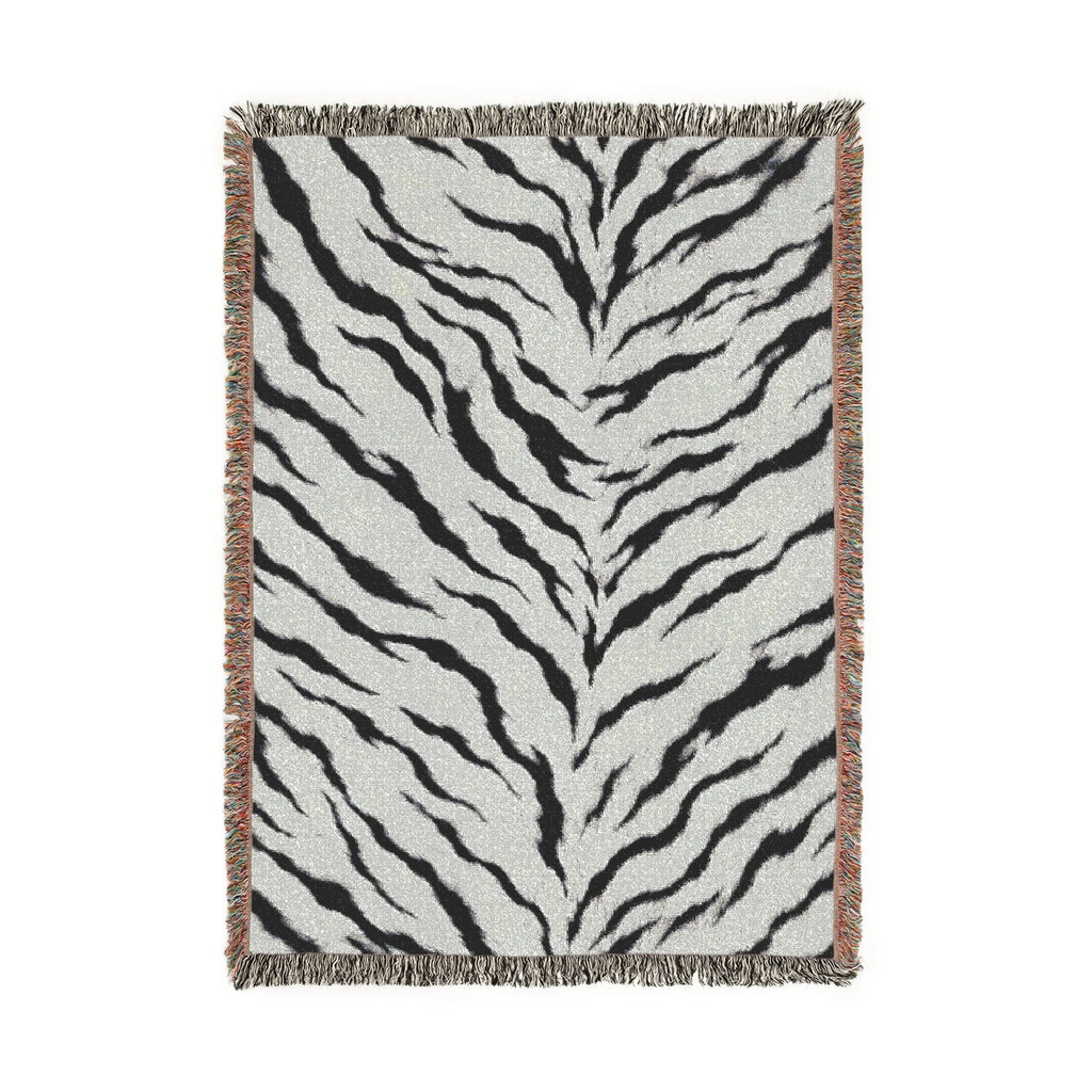 Monochrome Tiger Stripe Woven Blanket | Animal Print Throw