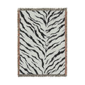 Monochrome Tiger Stripe Woven Blanket | Animal Print Throw