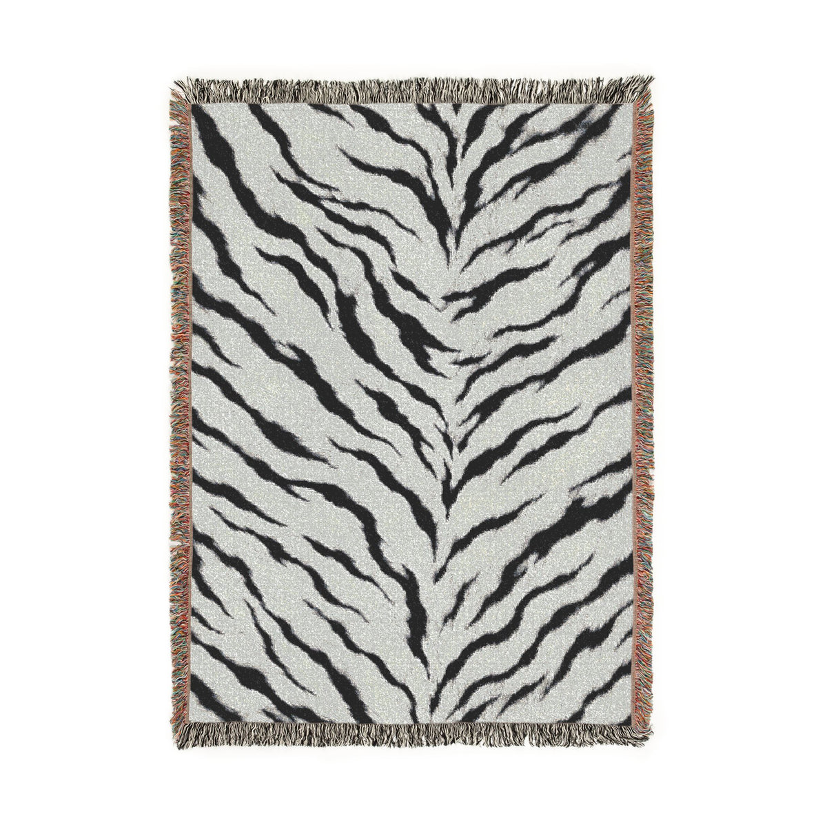 Monochrome Tiger Stripe Woven Blanket | Animal Print Throw