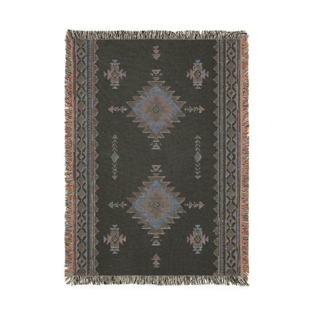 Southwestern Diamond Woven Blanket | Aztec Throw Fringe Tapestry