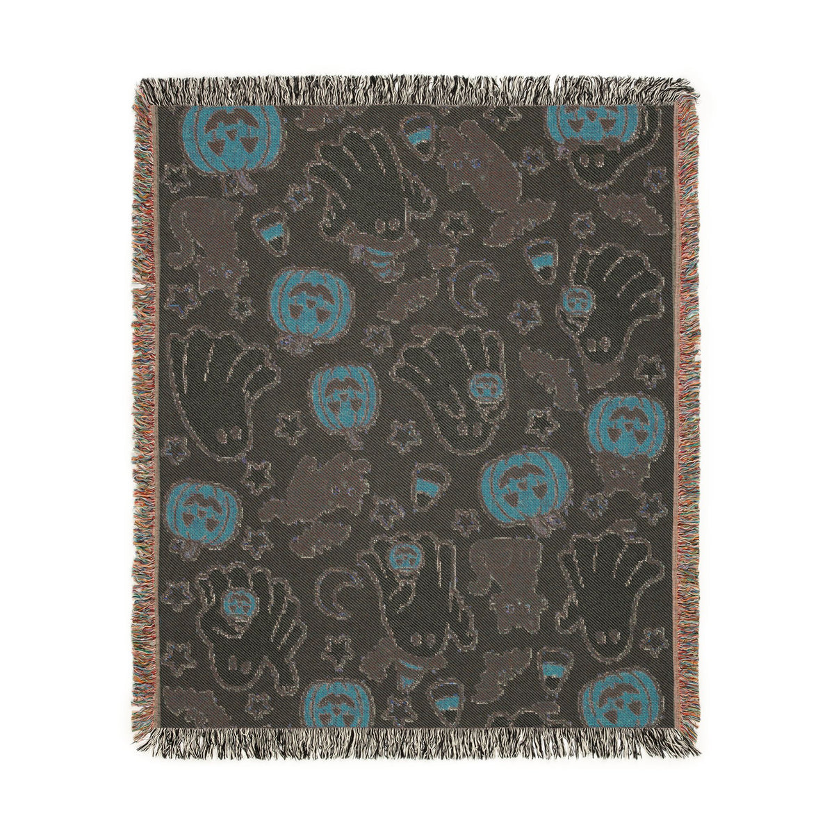 Cute Halloween Ghosts and Pumpkins Woven Blanket | Spooky Fall Throw