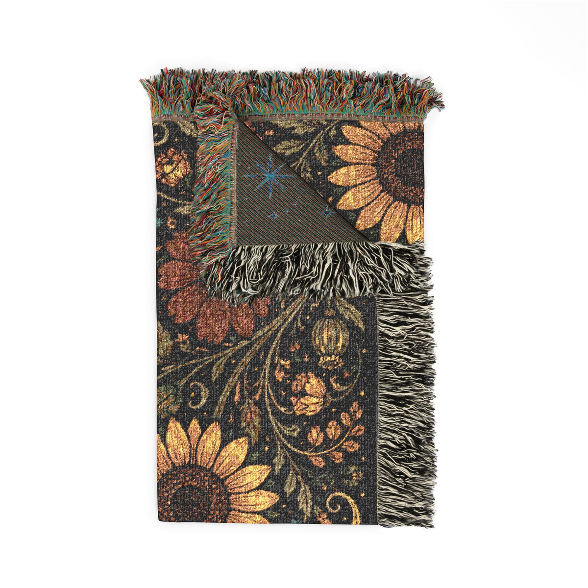Sunflower Moon Tapestry Woven Blanket | Celestial Floral Throw