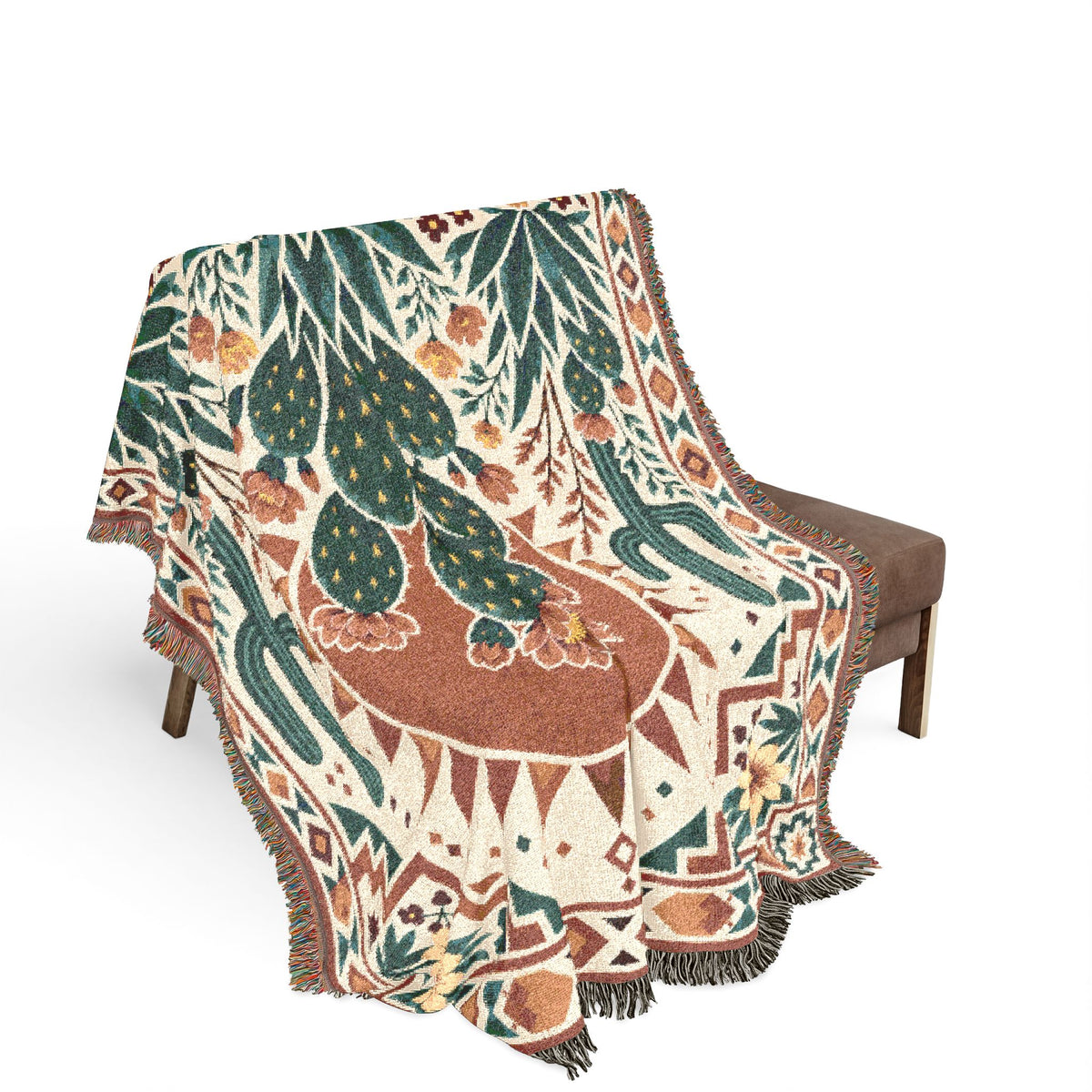 Desert Cactus Sun Woven Blanket | Southwestern Throw