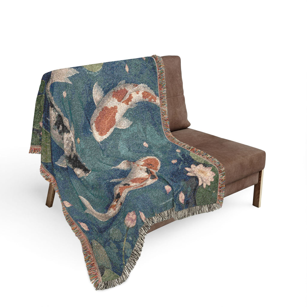 Koi Pond Woven Throw Blanket