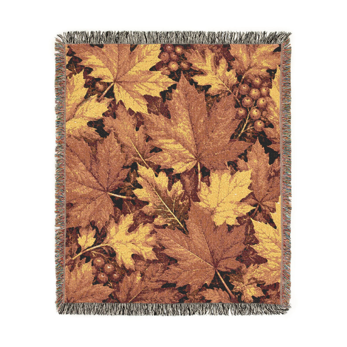 Autumn Leaves Woven Blanket | Fall Leaf Throw, Cozy Harvest Tapestry