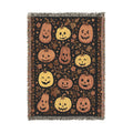 Harvest Pumpkin Pattern Woven Blanket | Fall Jack-o'-Lantern Throw