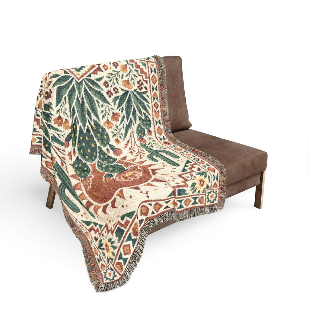 Desert Cactus Sun Woven Blanket | Southwestern Throw