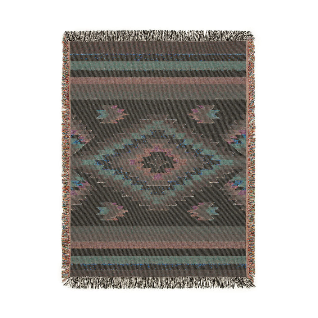 Southwestern Diamond Pattern Woven Blanket | Aztec Navajo Medallion Throw