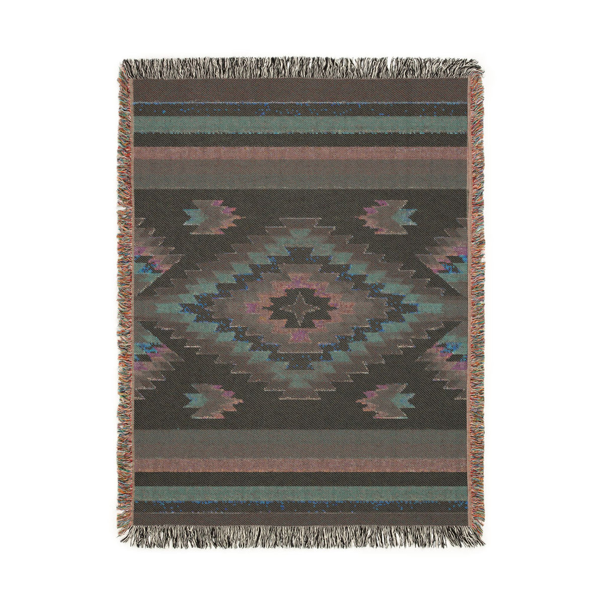 Southwestern Diamond Pattern Woven Blanket | Aztec Navajo Medallion Throw