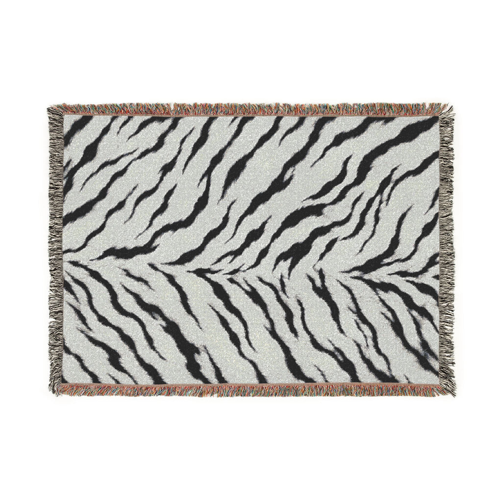 Monochrome Tiger Stripe Woven Blanket | Animal Print Throw