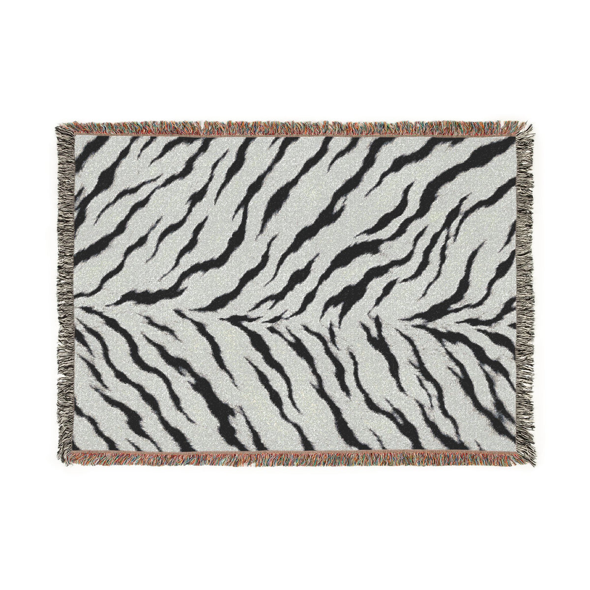 Monochrome Tiger Stripe Woven Blanket | Animal Print Throw