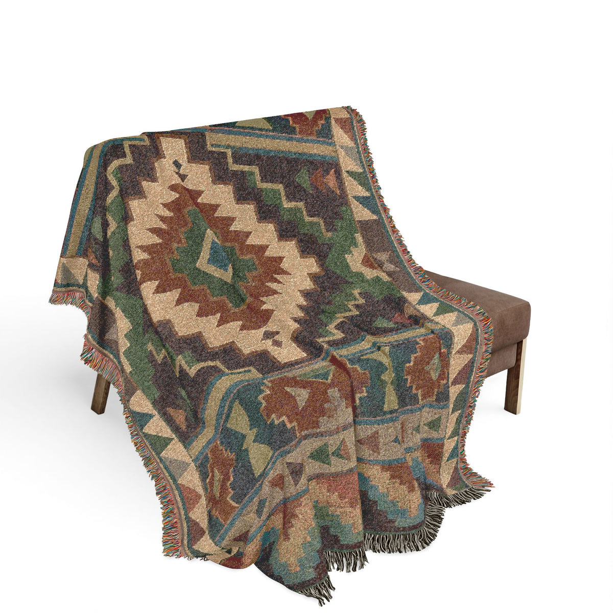 Southwestern Geometric Woven Blanket | Aztec Throw, Tribal Pattern