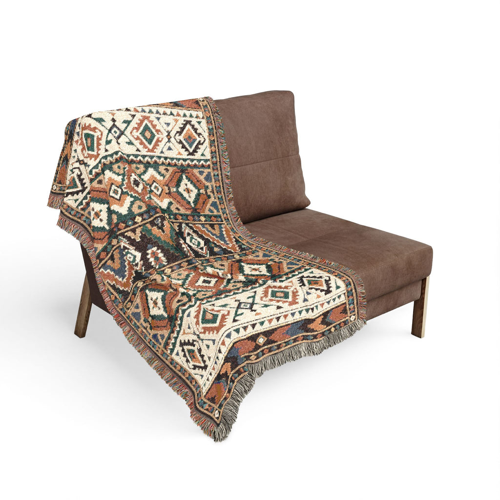 Southwestern Geometric Woven Blanket | Aztec Pattern Throw, Rustic Home Decor