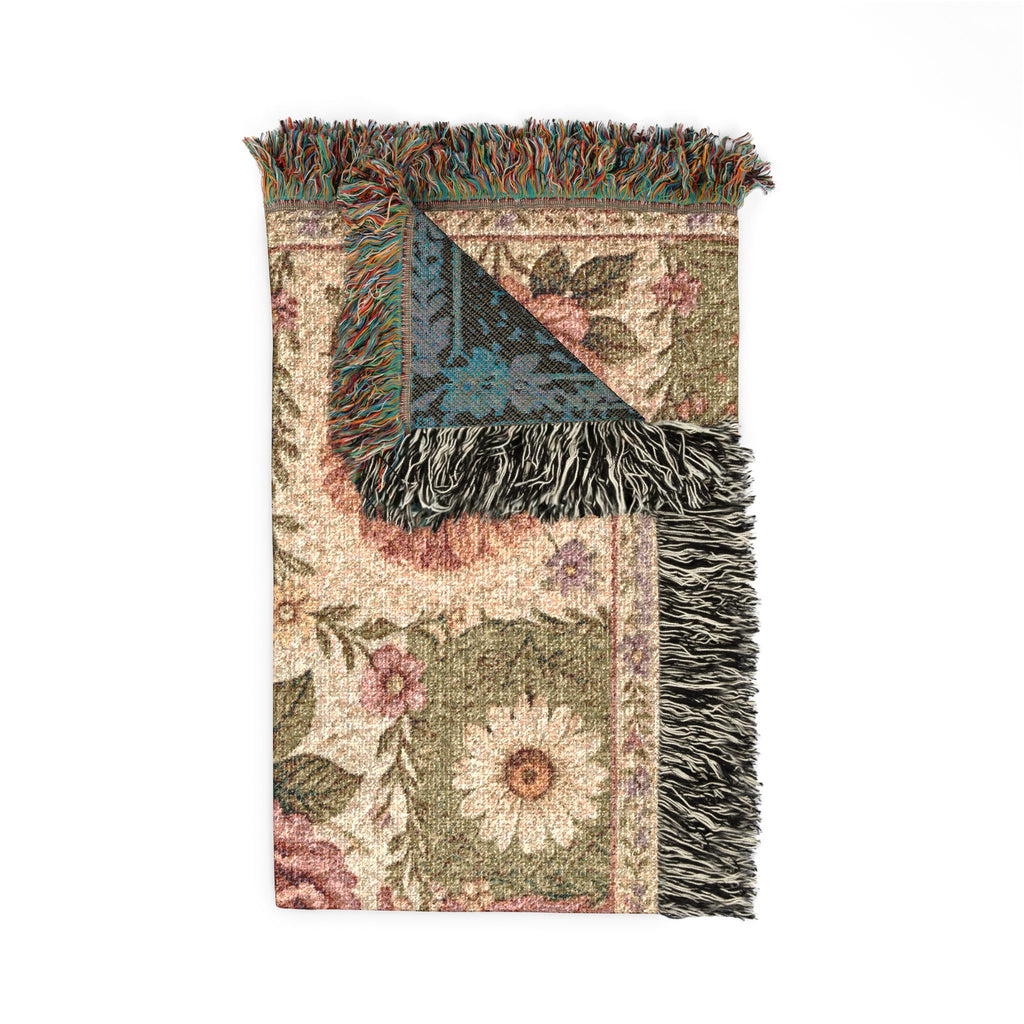 Vintage Floral Patchwork Woven Blanket | Tapestry Throw