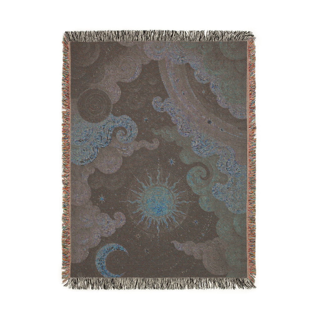 Celestial Sun and Moon Woven Blanket | Tapestry Sky Throw