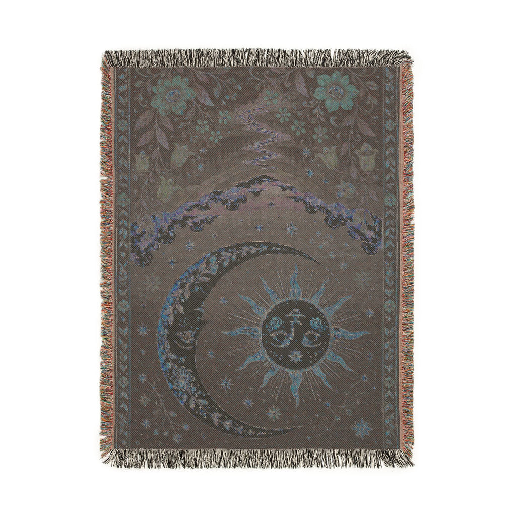 Sun and Moon Tapestry Woven Blanket | Celestial Boho Throw