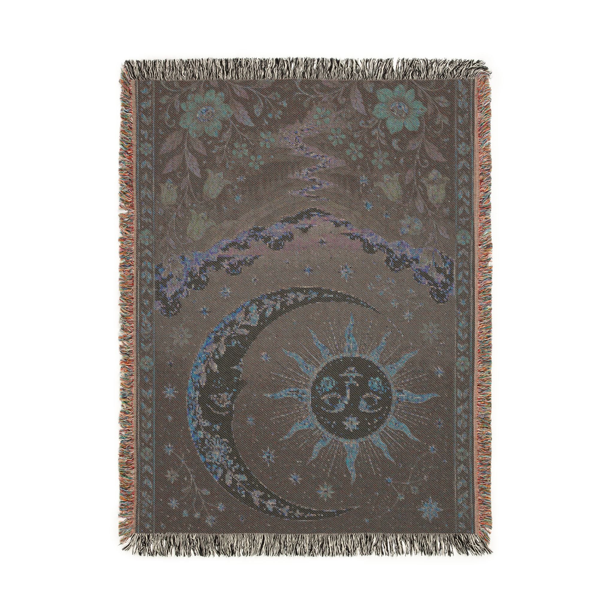 Sun and Moon Tapestry Woven Blanket | Celestial Boho Throw